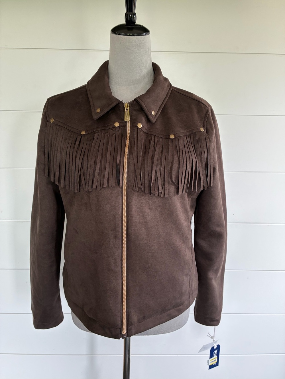 Wrangler, Women's Western Fringe Lined Snap Pockets Jacket Brown Size: M NWT!